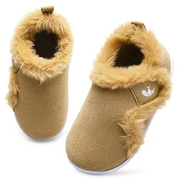 JIASUQI Toddler Furry Winter Slippers - Cozy & Safe