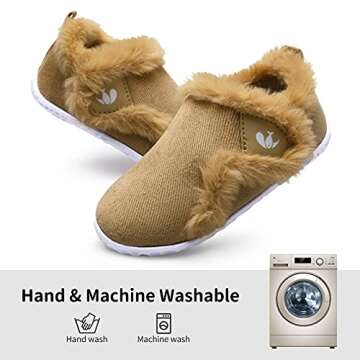JIASUQI Toddler Furry Winter Slippers - Cozy & Safe