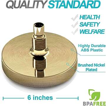 SparkPod Shower Head - High Pressure Rain - Premium Quality Luxury Design - 1-Min Install - Easy Clean Adjustable Replacement for Your Bathroom Shower Heads (Polished Antique Brass, 6 Inch Round)