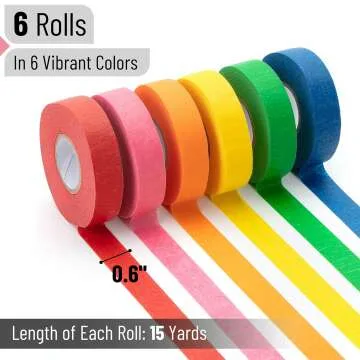 Colored Masking Tape 6 Pack for Arts and Crafts