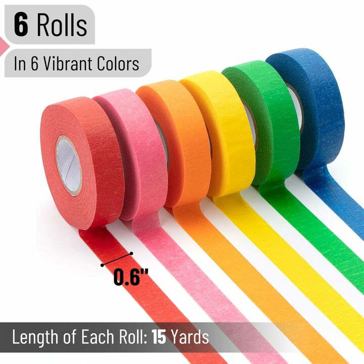 Colored Masking Tape 6 Pack for Arts and Crafts