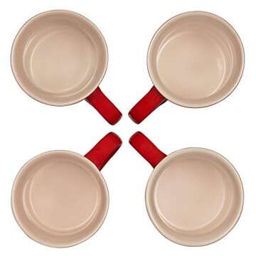 Le Creuset Stoneware Set of 4 Mugs, 14 oz. each, Cerise