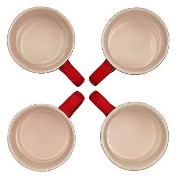 Le Creuset Stoneware Set of 4 Mugs, 14 oz. each, Cerise