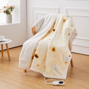 CozyRest Heated Throw Blanket - 6 Heat Settings, Tortilla Flannel, Cozy Comfort 50x60