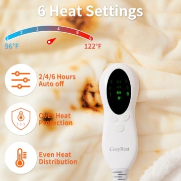 CozyRest Heated Throw Blanket with 6 Heat Settings