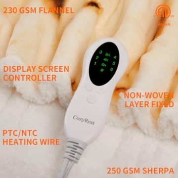 CozyRest Heated Throw Blanket with 6 Heat Settings