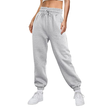 AUTOMET High Waisted Women’s Fleece Sweatpants - Grey Joggers