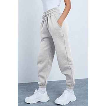 AUTOMET High Waisted Women’s Fleece Sweatpants - Grey Joggers