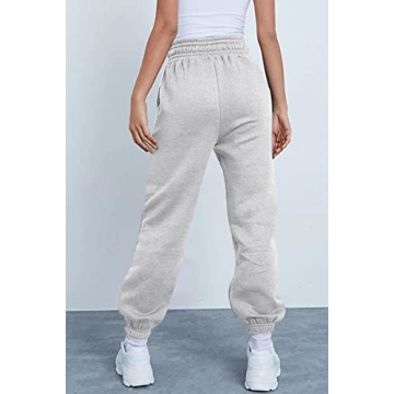 AUTOMET High Waisted Women’s Fleece Sweatpants - Grey Joggers