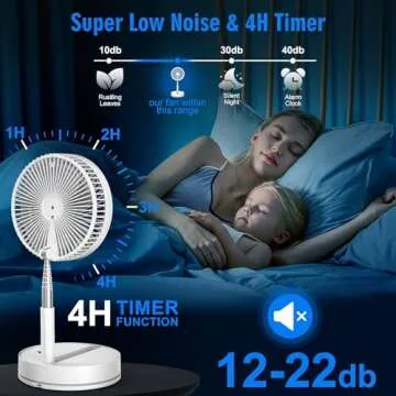 LIPETY 9" Portable Standing Oscillating Fan with Remote - 7200mAh Rechargeable Battery Tall Floor Foldable Travel Fan for Sleeping - Pedestal Stand Up Folding Bed Fan for Home Bedroom