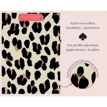 Kate Spade New York Leopard Print A4 Clipboard Folio with Low Profile Clip, Professional Padfolio In...