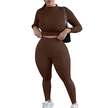 Mulisky Women’s Casual 2 Piece Outfits Sexy Bodycon Long Sleeve Crop Top with Long Pants Tracksuit...