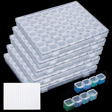 SGHUO 280 Slots Diamond Painting Storage 5 Pack with Labels