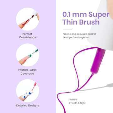 beetles Gel Polish Nail Art Gel Liner Nail Polish Set- 20 Colors Liner Gel Polish Pink Blue White Red Brown Glitter Gel Nail polish Soak Off UV Gel Built Thin Nail Brush in Bottle Gifts for Women