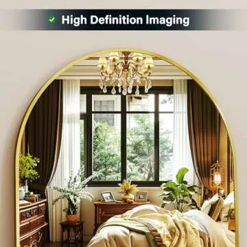 65"x 22" Arched Full-Length Mirror with Rectangular Corners, Large Wall-Mounted or Leaning Floor Gold Mirror for Bedroom, Living Room, Entryway, and Dressing Room Décor, Modern Full Body Mirror