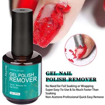 BesTby Gel Nail Polish Remover (2 PACKS 15ML), Professional Gel Polish Remover 2 to 5 Minutes with Liquid Latex Tape Protect Cuticle, Quickly & Easily Gel Remover Tool Remove Gel Nail Polish