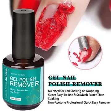 BesTby Gel Nail Polish Remover (2 PACKS 15ML), Professional Gel Polish Remover 2 to 5 Minutes with Liquid Latex Tape Protect Cuticle, Quickly & Easily Gel Remover Tool Remove Gel Nail Polish