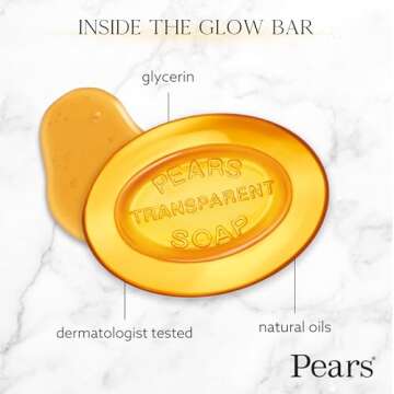 PEARS Soap, Face & Body Soap, Amber – Pure & Gentle Transparent Bar Soap, Moisturizing Glycerin Soap with Natural Oils for Pampered, Glowing Skin, 3.53 Oz (Pack of 2)