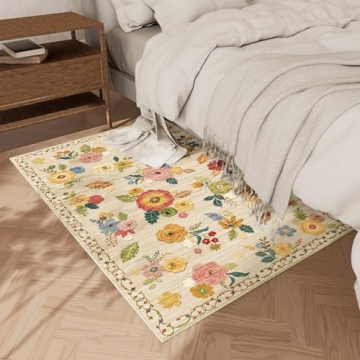 Floral 2'x3' Washable Entryway Rug Non-Slip Mat