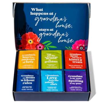 Thoughtfully Gourmet Love You Grandma Tea Gift Set - 90 Caffeinated Tea Bags in 6 Classic Flavors wi...