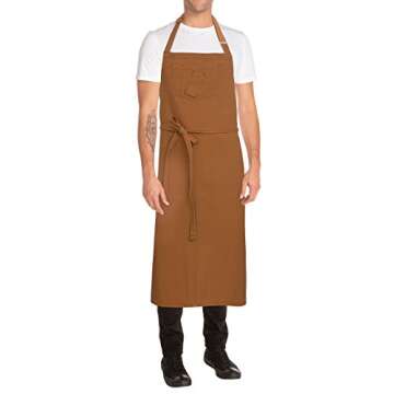 Chef Works Unisex Rockford Chefs Bib Apron, Nutmeg, One Size