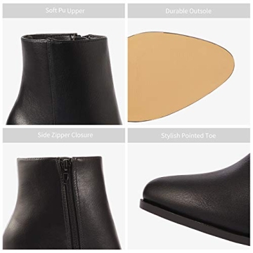 DREAM PAIRS Women's Ankle Boots Chunky Block Heel Booties,Size 8.5,Black/Pu,ANITA