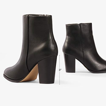 DREAM PAIRS Women's Ankle Boots Chunky Block Heel Booties,Size 8.5,Black/Pu,ANITA