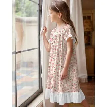 Arshiner Girls Victorian Pajama Dress for Ages 7-8
