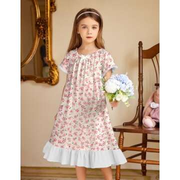 Arshiner Girls Victorian Pajama Dress for Ages 7-8