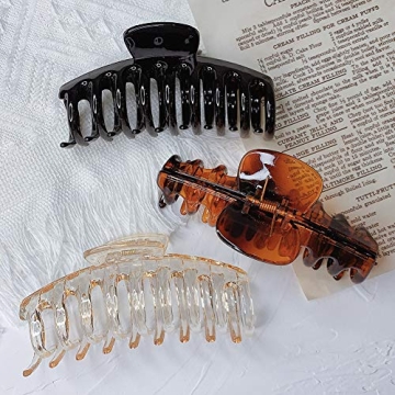 Stylish Tortoise Claw Clips for Thick Hair - Set of 3