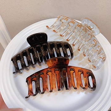 Stylish Tortoise Claw Clips for Thick Hair - Set of 3