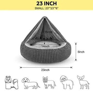SIWA MARY Small Dog Bed with Attached Blanket, Cozy Donut Cuddler Anti-Anxiety Hooded Pet Beds Calmi...