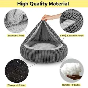 SIWA MARY Small Dog Bed with Attached Blanket, Cozy Donut Cuddler Anti-Anxiety Hooded Pet Beds Calming Cave Bed. Orthopedic Round Puppy Beds for Dogs or Cats Washable, Anti-Slip Bottom, 23inch