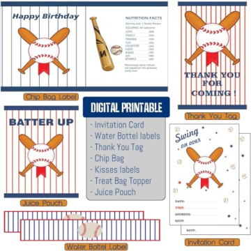 Baseball Party Favors Set for Boys Birthday Classroom Rewards