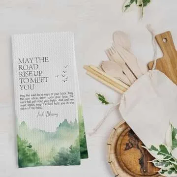 Geqtt Irish Blessing Dish Towels - Irish Gifts Decorative Waffle Weave Kitchen Towels, Irish Blessing Gift Hand Towels, Ireland Gifts Tea Towels, Irish Gifts for Women (16×24 Inches)