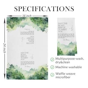 Geqtt Irish Blessing Dish Towels - Irish Gifts Decorative Waffle Weave Kitchen Towels, Irish Blessing Gift Hand Towels, Ireland Gifts Tea Towels, Irish Gifts for Women (16×24 Inches)