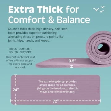 Retrospec Solana Yoga Mat ½" Thick - Non-Slip Comfort for Yoga