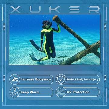 XUKER Women Wetsuit 3mm, Neoprene Wet Suits Back Zip in Cold Water Full Body Dive Suit for Diving Snorkeling Surfing Swimming Canoeing, XX-Large