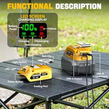 Battery Charger for DeWALT 20V Battery: with USB Wall Charging Adapter - 65W Portable Charger Adapter 20v for Battery Charge,Phone,Laptop Computer,Soldering Iron(Bare Tool Only)