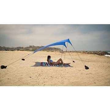 Neso Tents Beach Tent with Sand Anchor, Portable Canopy Sunshade - 7' x 7' - Patented Reinforced Corners(Periwinkle Blue)