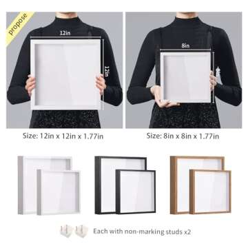 MUXIUNT Travel Adventure Challenge Archive Shadow Box Picture Frame With Slot,8&12In Travel Ticket Card Memory Box For Keepsake Box, Top Loading Shadow Box Display Case Travel decor Gift (White,12x12)