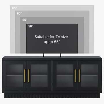 Baztin TV Stand, Entertainment Center with Storage Cabinet for 50/55/60/65 inch TV, Contemporary Mod...