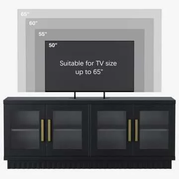 Baztin TV Stand, Entertainment Center with Storage Cabinet for 50/55/60/65 inch TV, Contemporary Mod...