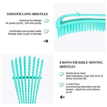 Detangling Hair Brush,Hair Detangler Brush and Wide Tooth Comb Set for Black Natural Curly Wet Dry T...