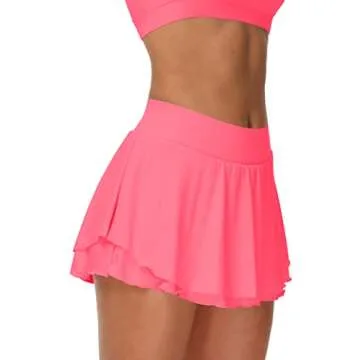 UrKeuf Flowy Tennis Skirts for Women with Pockets 13in Mini Ruffle Summer Cute Casual Ice Silk Skort...