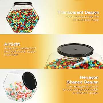 Dandat 18 Pcs Hexagon Plastic Candy Jars with Lid