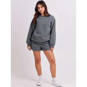 ANRABESS Women 2 Piece Sweat Shorts Set for Casual Style