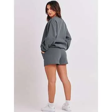 ANRABESS Women 2 Piece Sweat Shorts Set for Casual Style