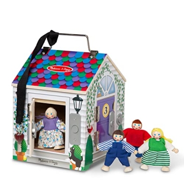 Melissa & Doug Take-Along Wooden Doorbell Dollhouse for Kids