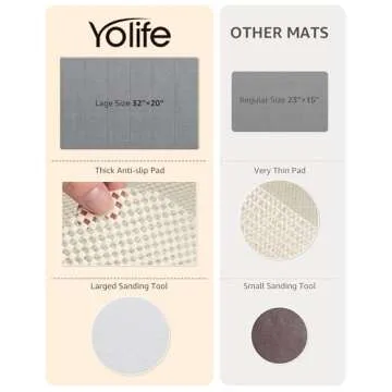 Yolife 32"x 20" Stone Bath Mat - Super Absorbent & Non-Slip
